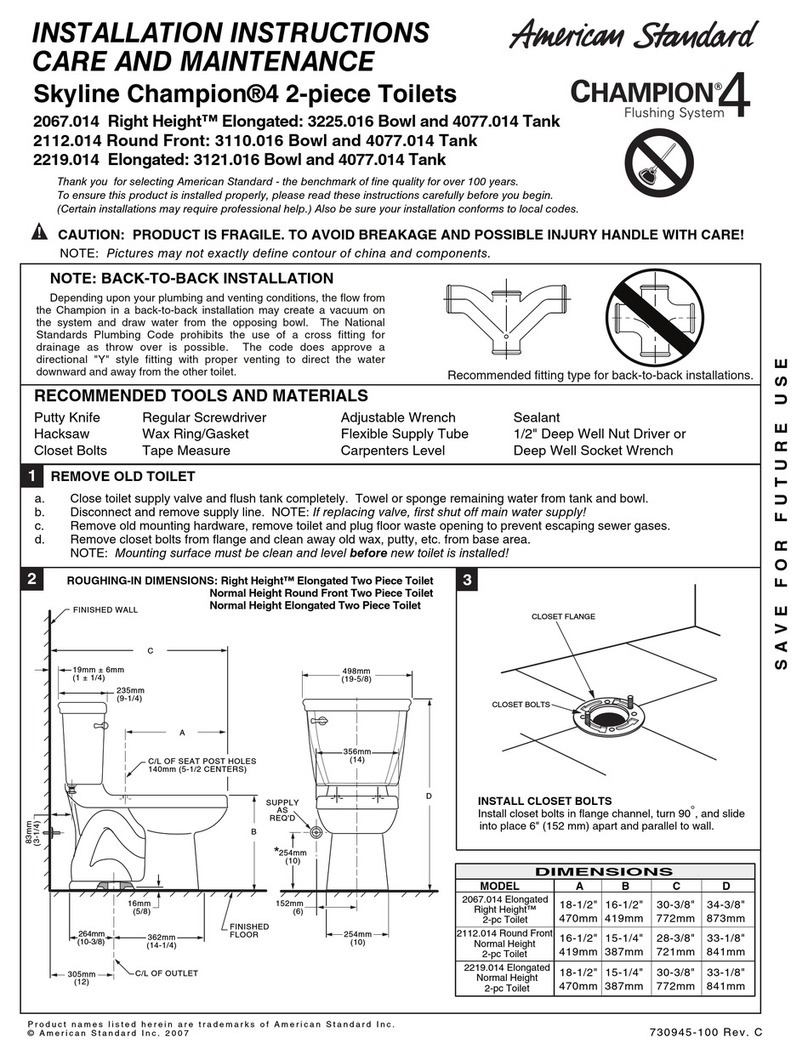 American Standard 2067.014 Right Height installation instructions