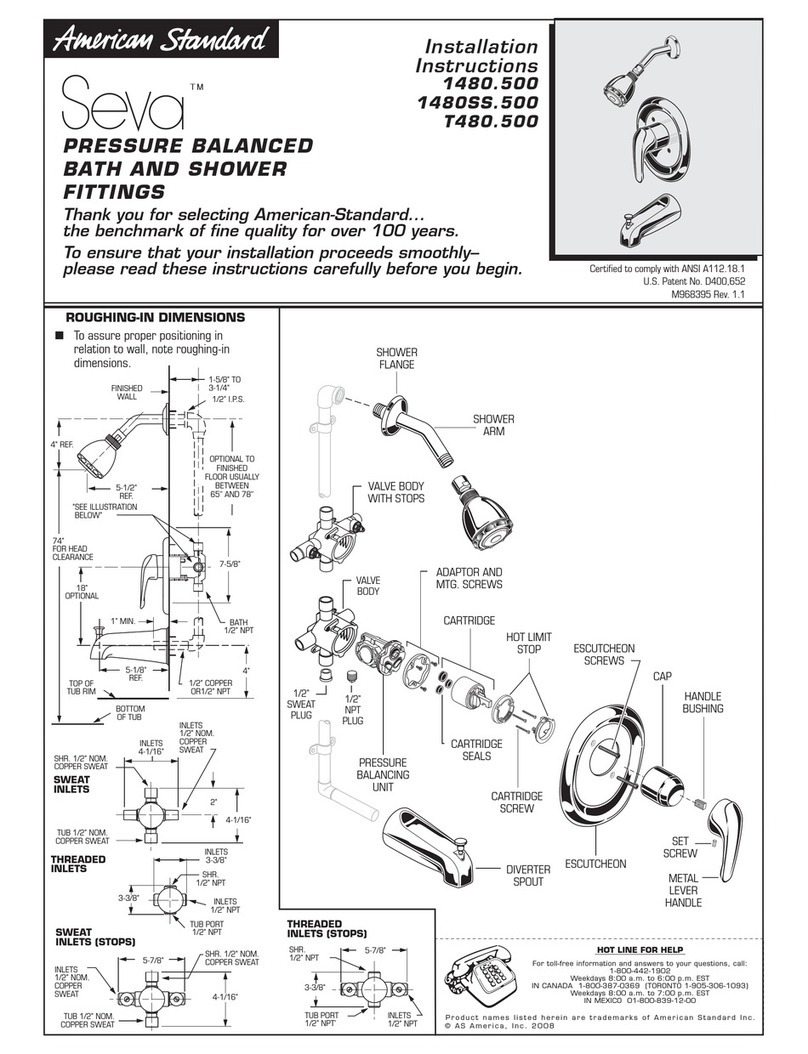 American Standard Seva 1480SS.500 User manual