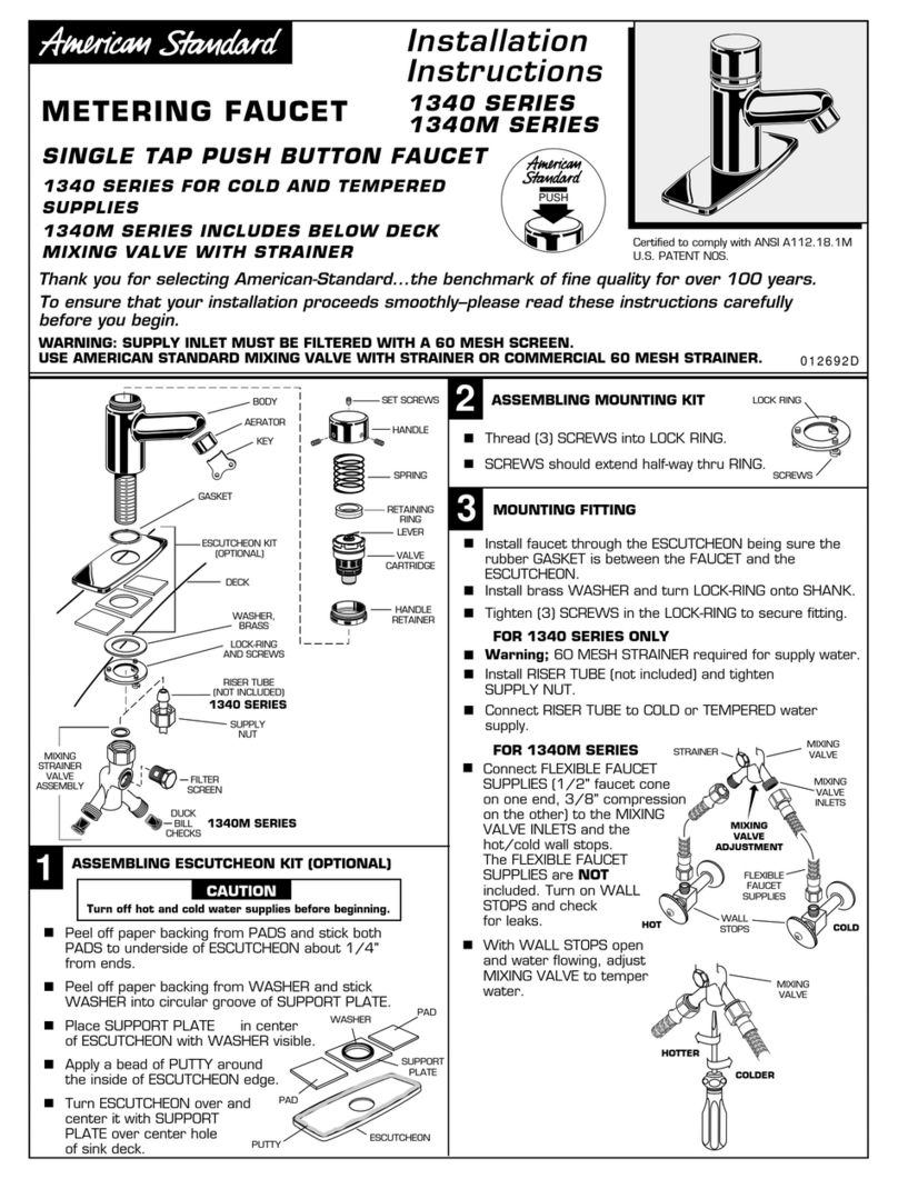 American Standard 1340M Series User manual American Standard 1340M Series User manual