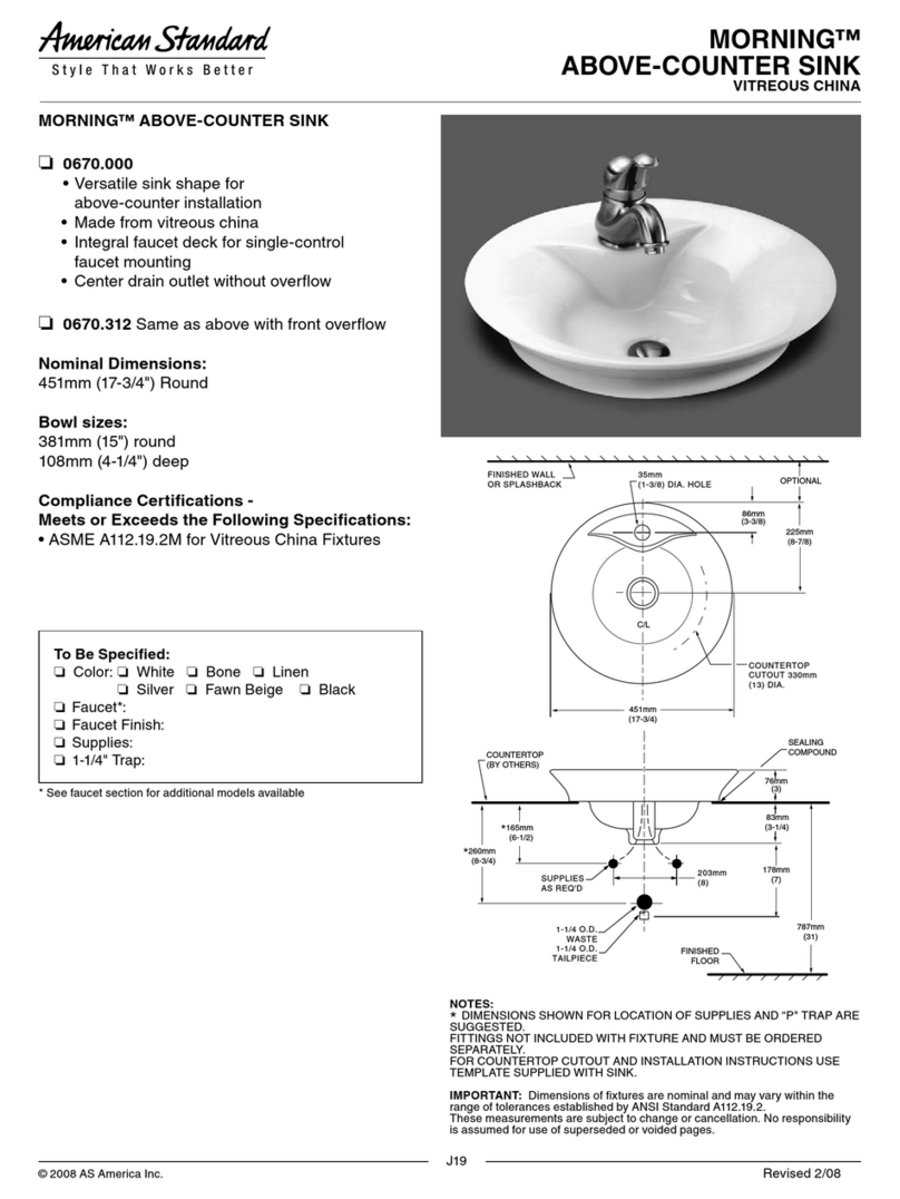 American Standard 670 Specification sheet American Standard 670 Specification sheet
