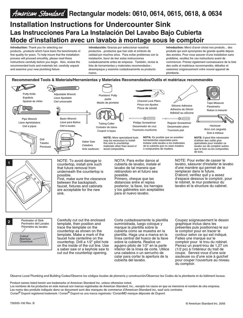 American Standard 634 installation instructions