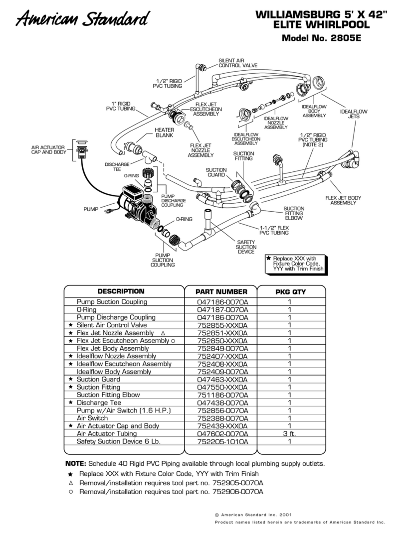 American Standard Williamsburg Elite Whirlpool 2805E User manual American Standard Williamsburg Elite Whirlpool 2805E User manual