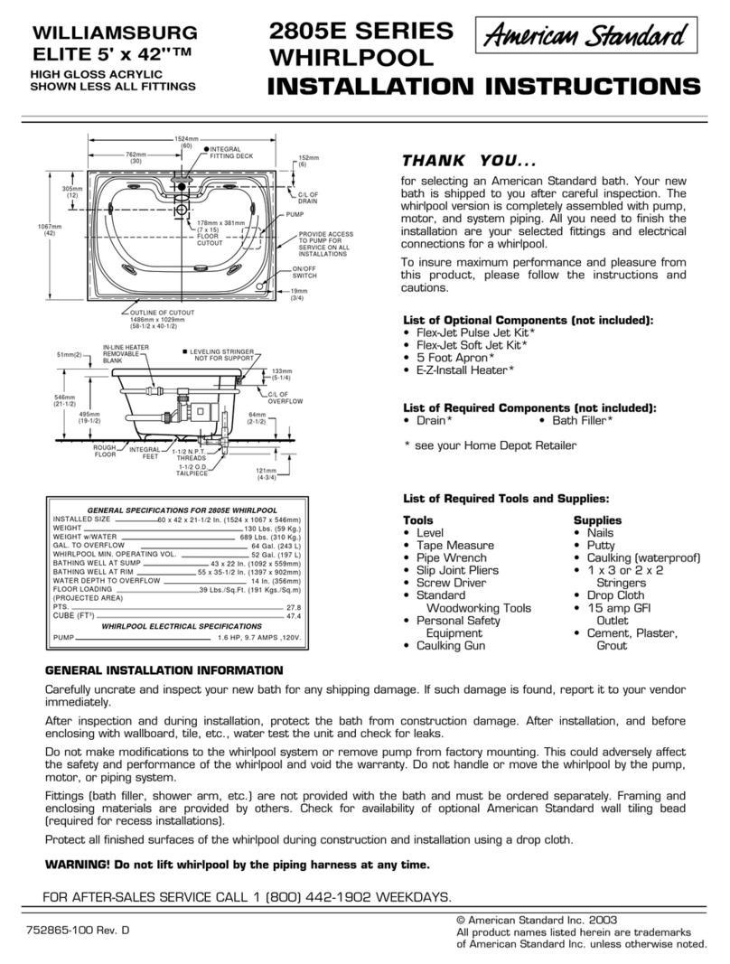 American Standard Williamsburg Elite 2805E SERIES User manual