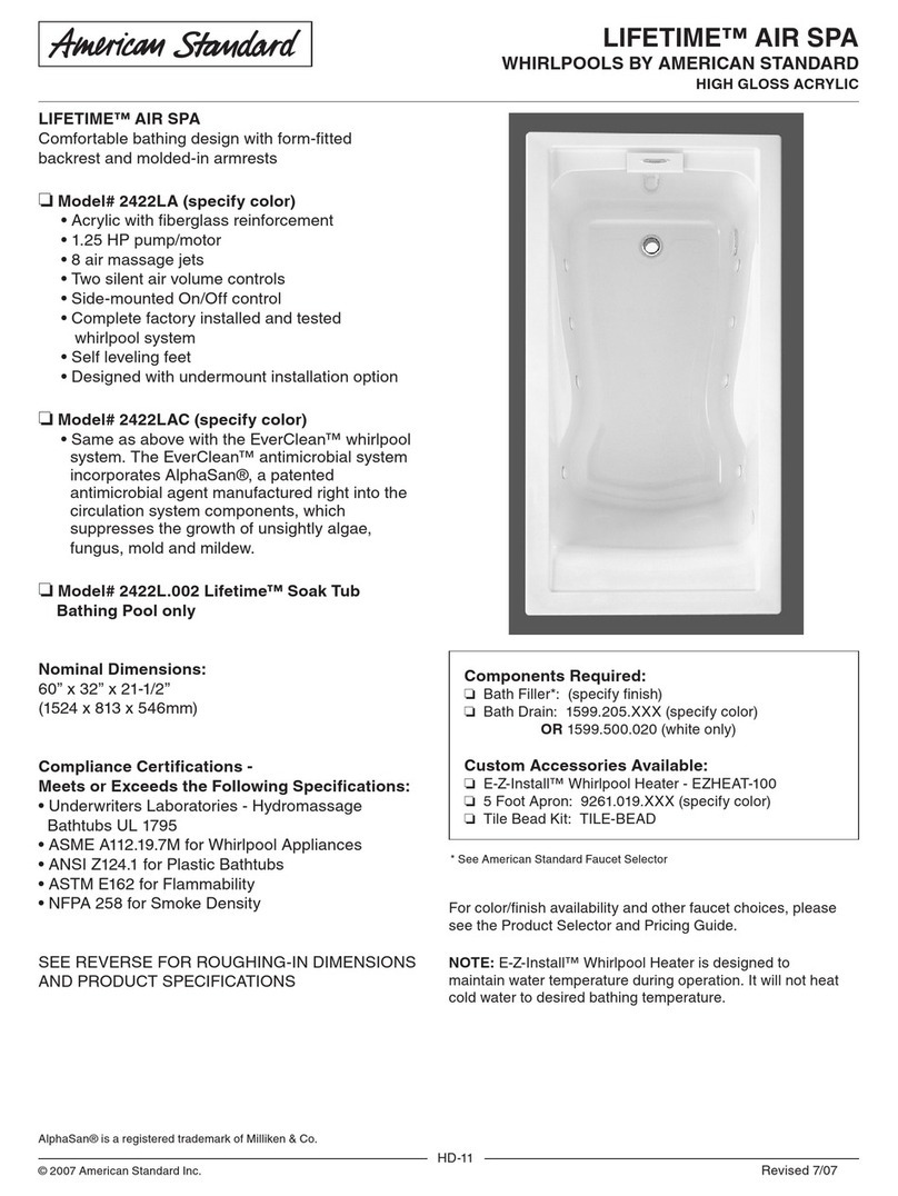 American Standard Lifetime 2422LA User manual American Standard Lifetime 2422LA User manual