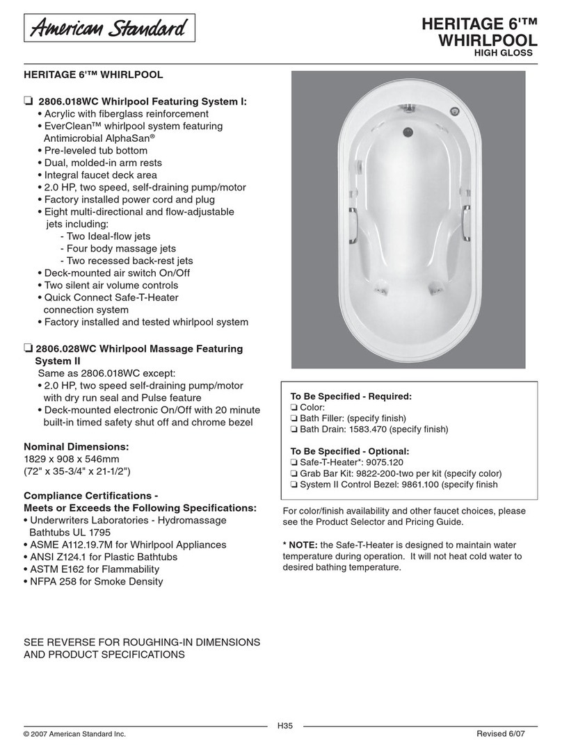 American Standard Heritage 6' Whirlpool 2806.018WC User manual