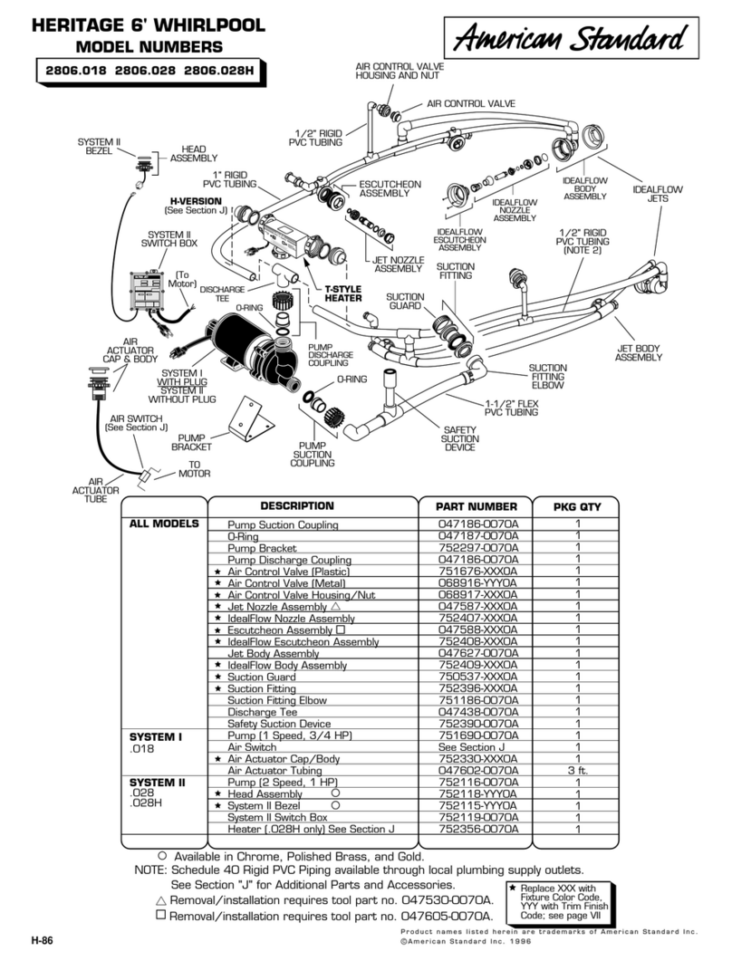 American Standard Heritage 2806.018 parts list