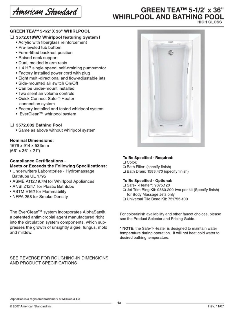 American Standard Green Tea Whirlpool and Bathing Pool... User manual