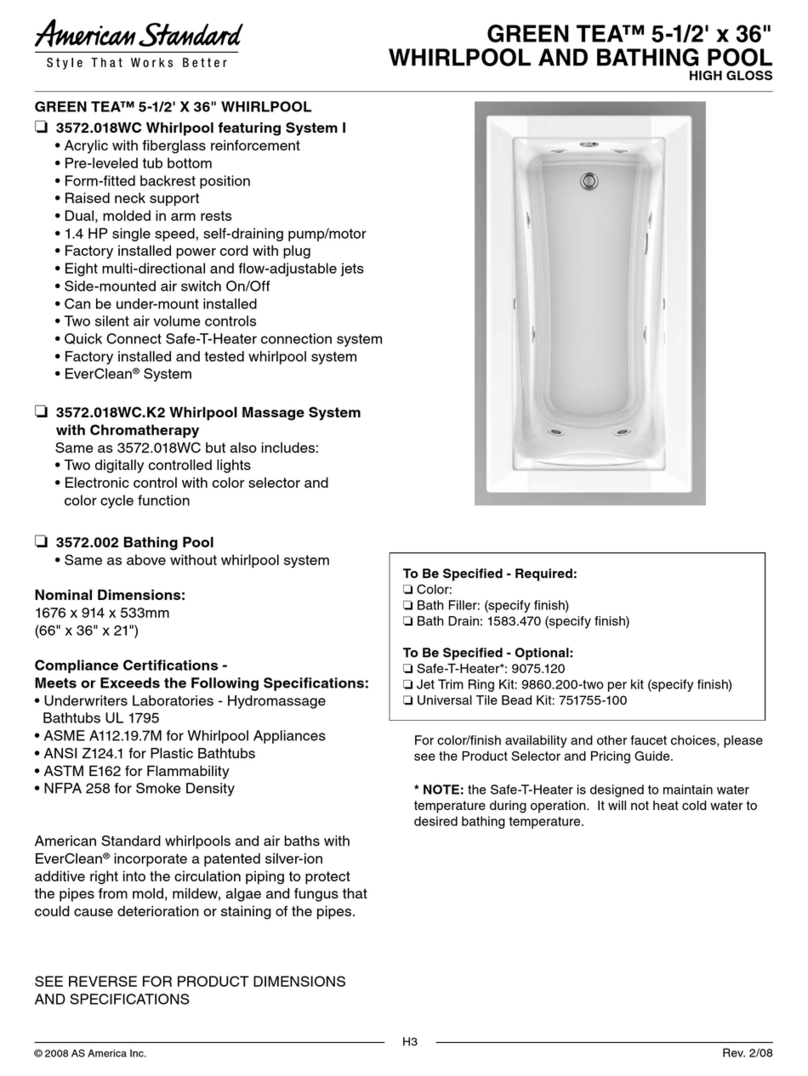 American Standard Green Tea Whirlpool and Bathing Pool... User manual