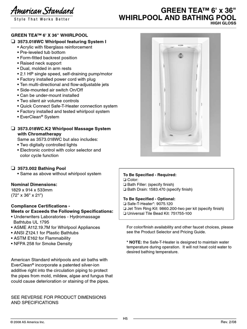 American Standard Green Tea 6' X 36" Whirlpool and Bathing Pool... Specifications American Standard Green Tea 6' X 36" Whirlpool and Bathing Pool... Specifications