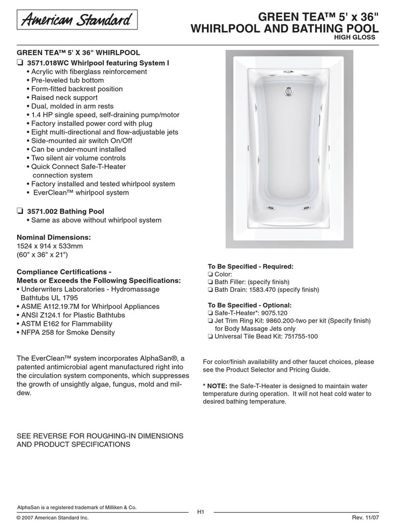 American Standard Green Tea Whirlpool and Bathing Pool... User manual