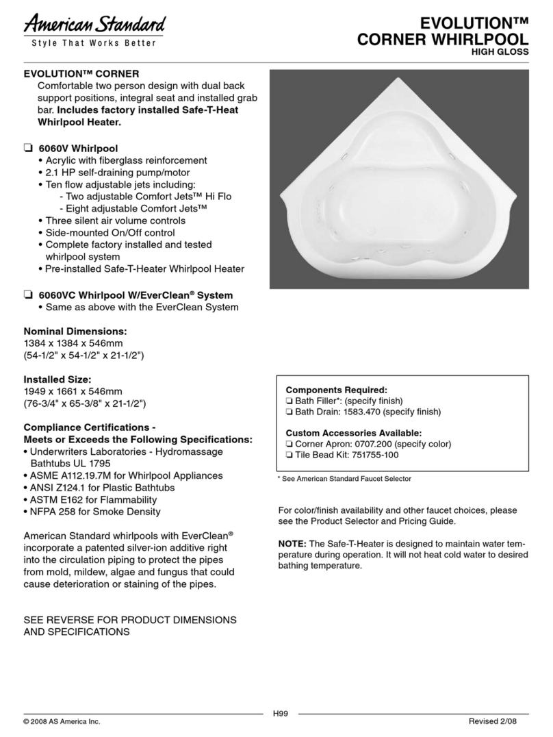 American Standard Evolution 6060VC Specification sheet American Standard Evolution 6060VC Specification sheet