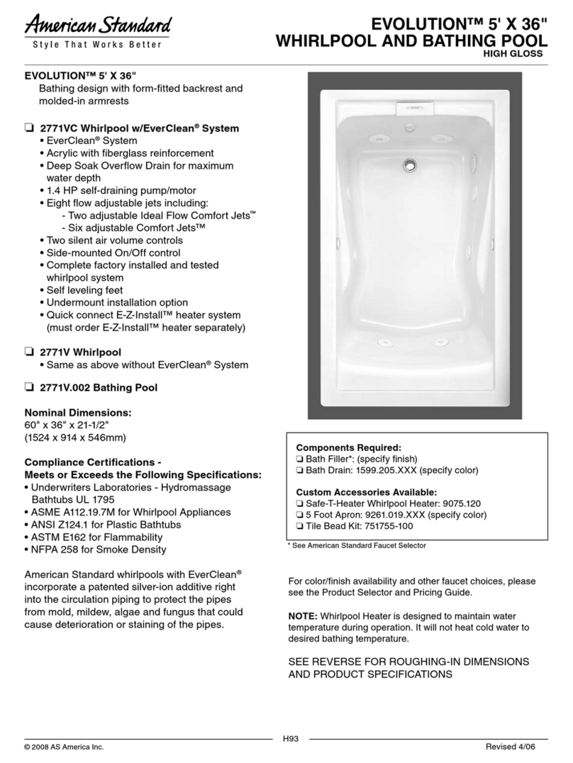 American Standard Evolution 2771V.002 Specification sheet American Standard Evolution 2771V.002 Specification sheet