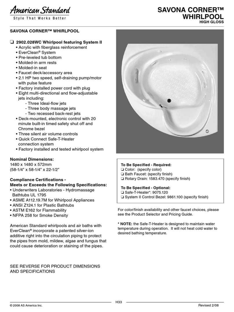American Standard Savona Corner Whirlpool 2902.028WC User manual