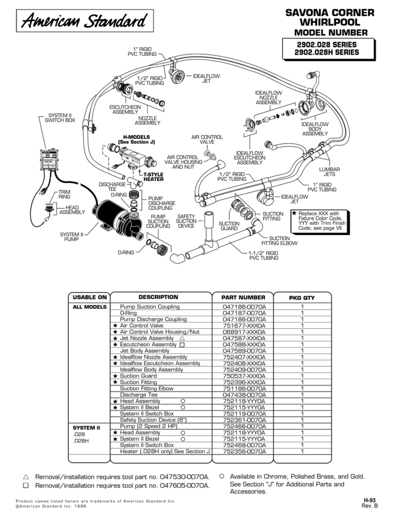 American Standard Savona Corner Whirlpool 2902.028 User manual