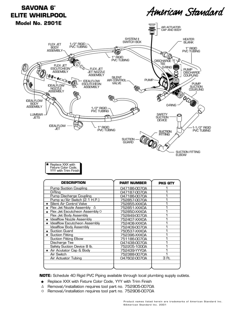 American Standard Savona Elite 6' Whirlpool 2901E User manual American Standard Savona Elite 6' Whirlpool 2901E User manual