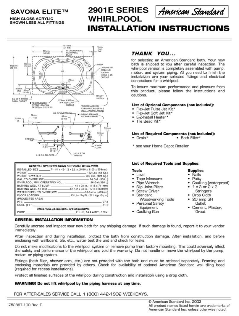American Standard Savona Elite 2901E SERIES User manual