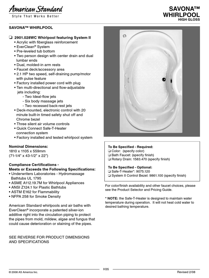American Standard Savona 2901.028WC Specifications American Standard Savona 2901.028WC Specifications