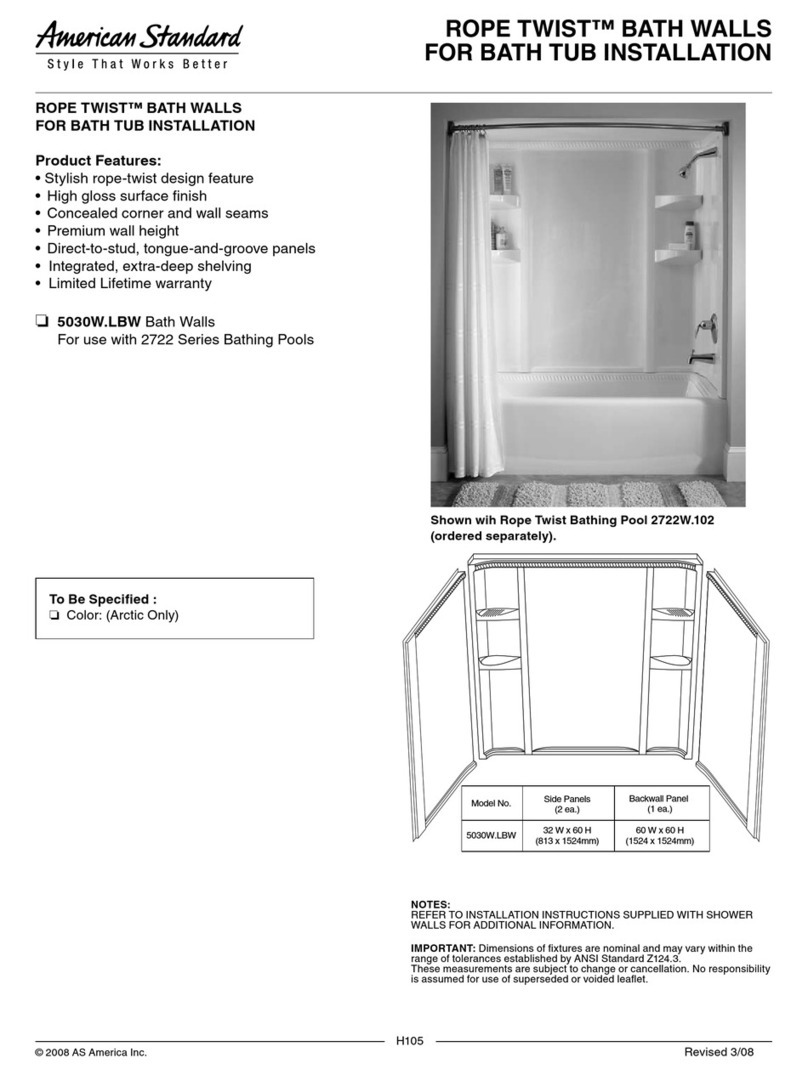 American Standard Rope Twist Bath Walls for Bath Tub 5030W.LBW Specifications American Standard Rope Twist Bath Walls for Bath Tub 5030W.LBW Specifications