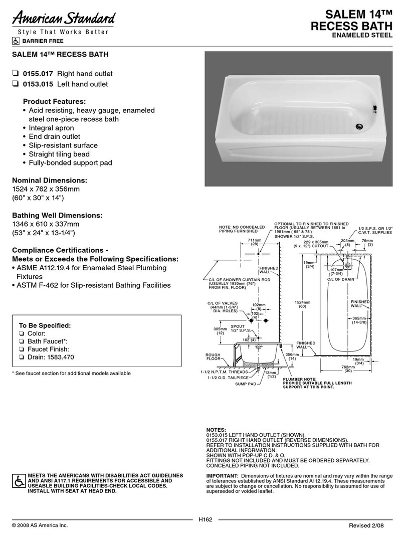 American Standard Salem 14 0153.015 Specifications American Standard Salem 14 0153.015 Specifications