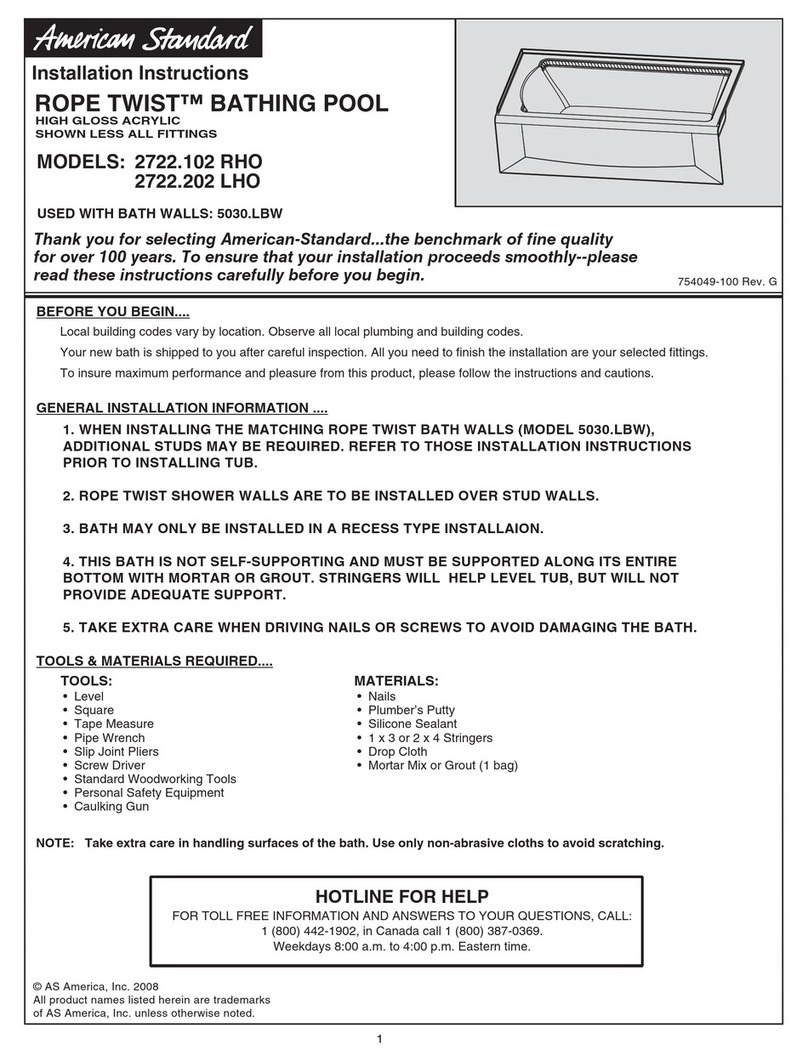 American Standard Ropetwist Bathing Pool 2722.102 LHO installation instructions American Standard Ropetwist Bathing Pool 2722.102 LHO installation instructions