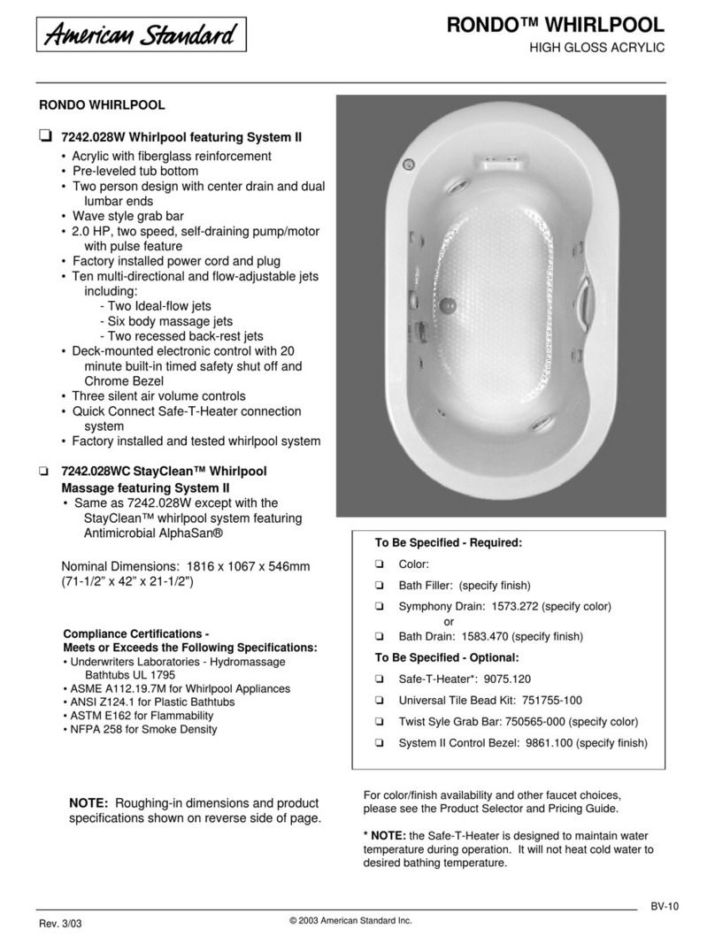 American Standard Rondo Whirlpool 7242.028W Specifications American Standard Rondo Whirlpool 7242.028W Specifications