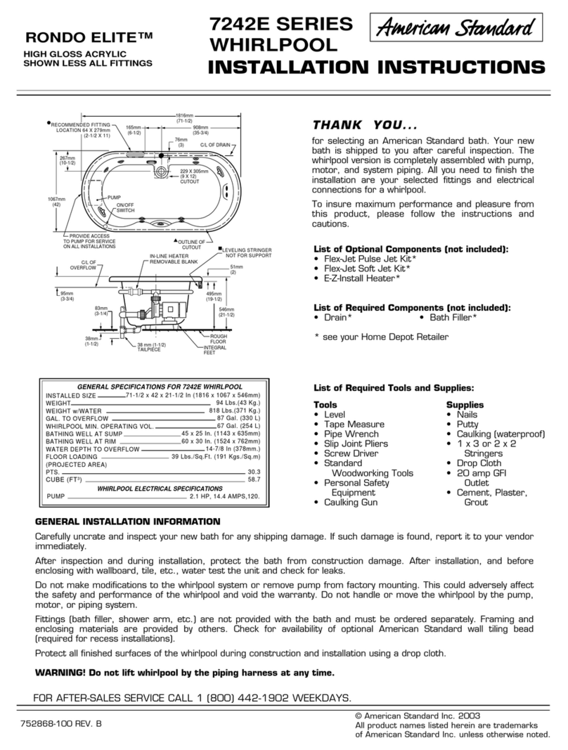American Standard Rondo Elite Whirlpool 7242E Series installation instructions American Standard Rondo Elite Whirlpool 7242E Series installation instructions