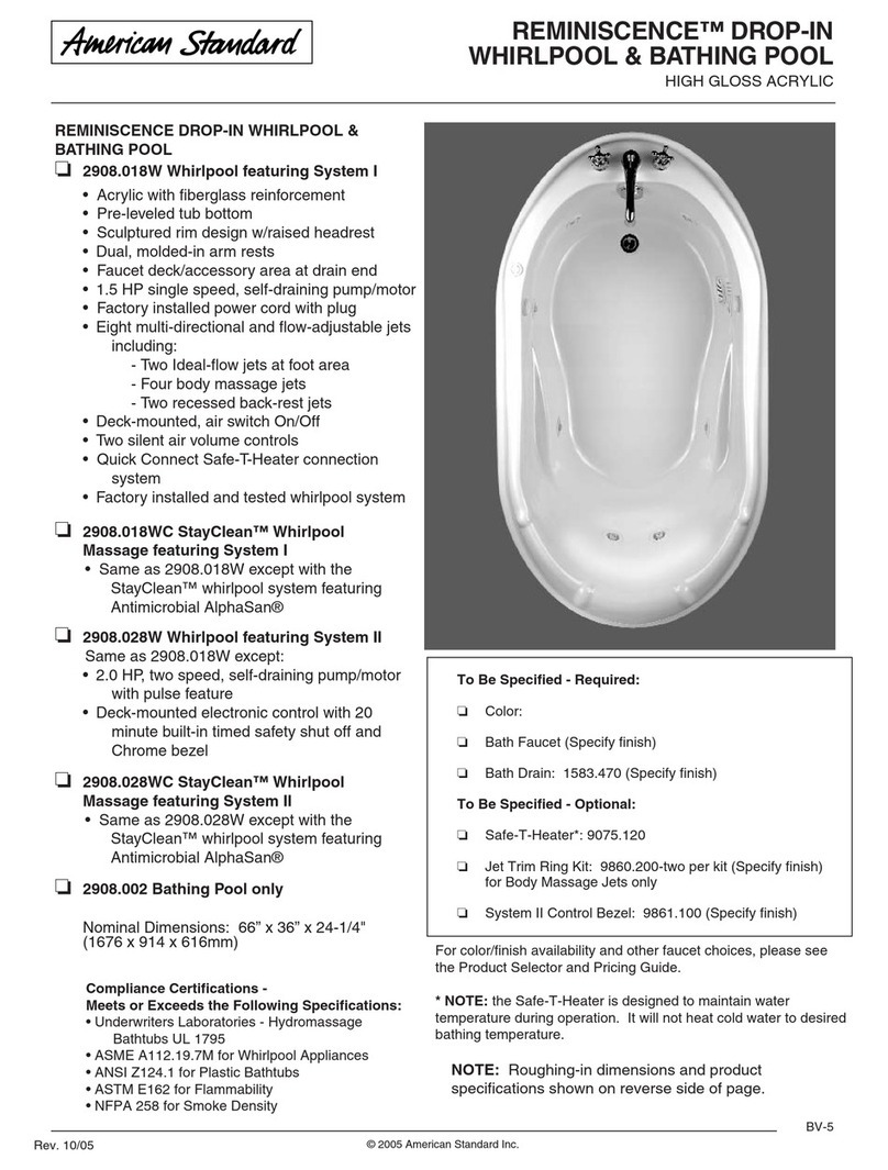 American Standard Reminiscence 2908.018W User manual