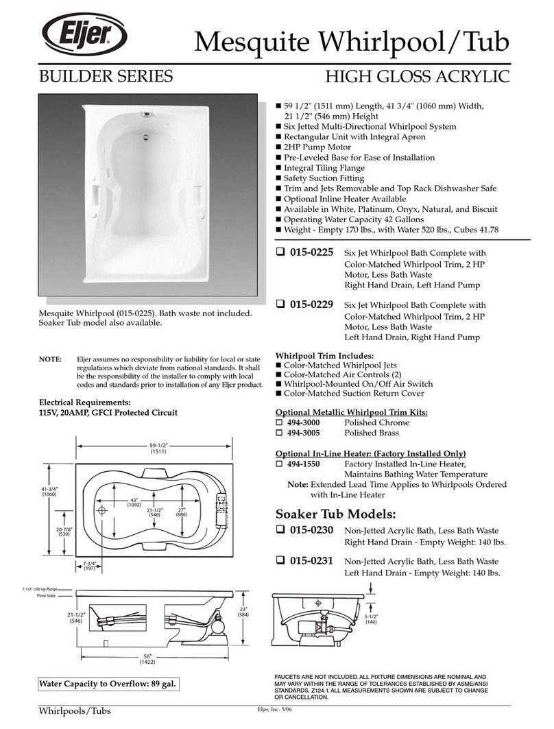 Eljer Mesquite Whirlpool/Tub 015-0225 Specification sheet