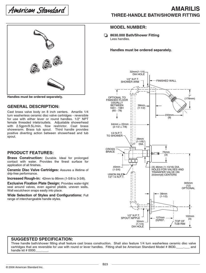 American Standard Amarilis 8630.000 Specification sheet American Standard Amarilis 8630.000 Specification sheet