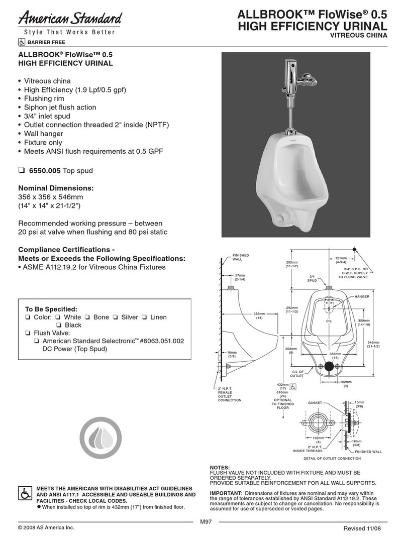 American Standard Allbrook FloWise 0.5 6550.005 User manual
