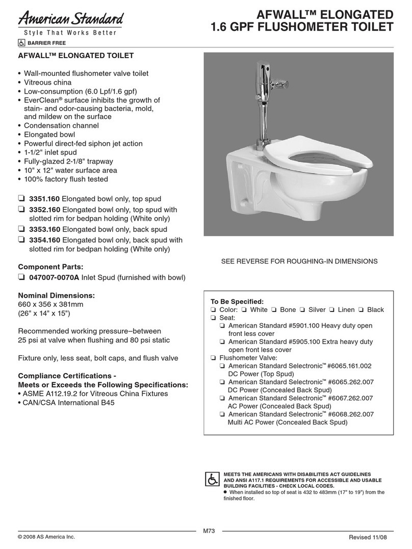 American Standard Afwall Elongated 1.6 GPF Elongated Toilet... Specification sheet American Standard Afwall Elongated 1.6 GPF Elongated Toilet... Specification sheet