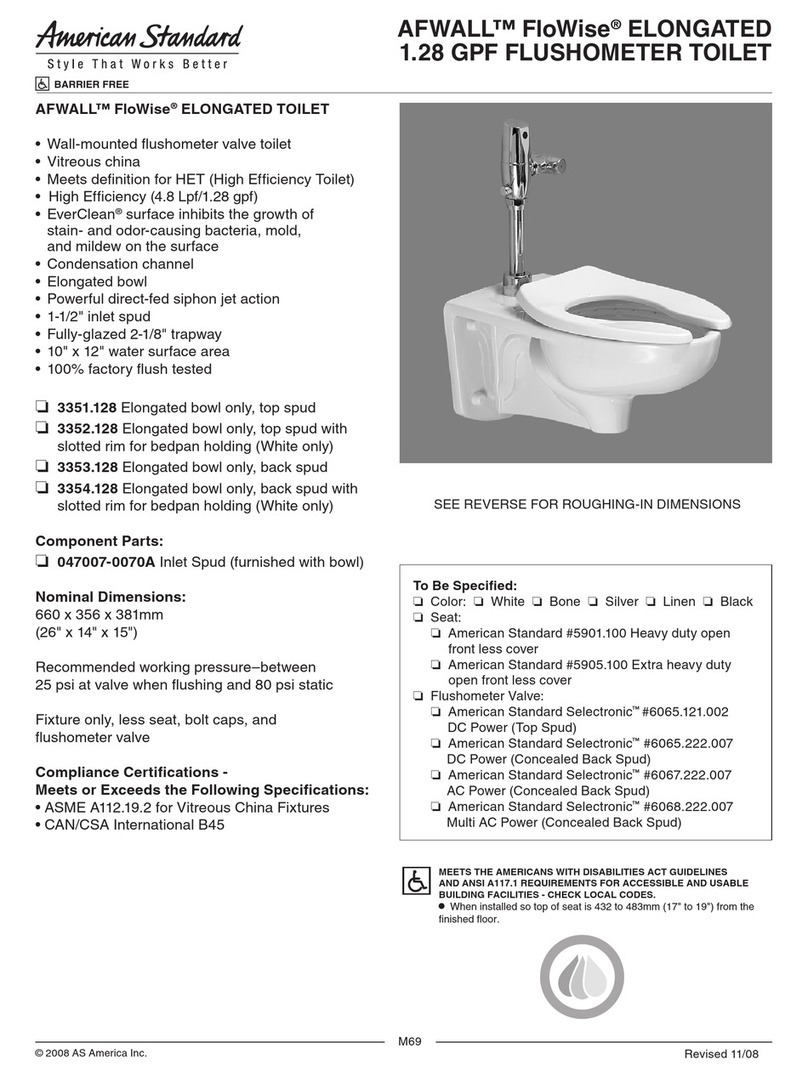 American Standard Afwall Flowise 3351.128 Specification sheet