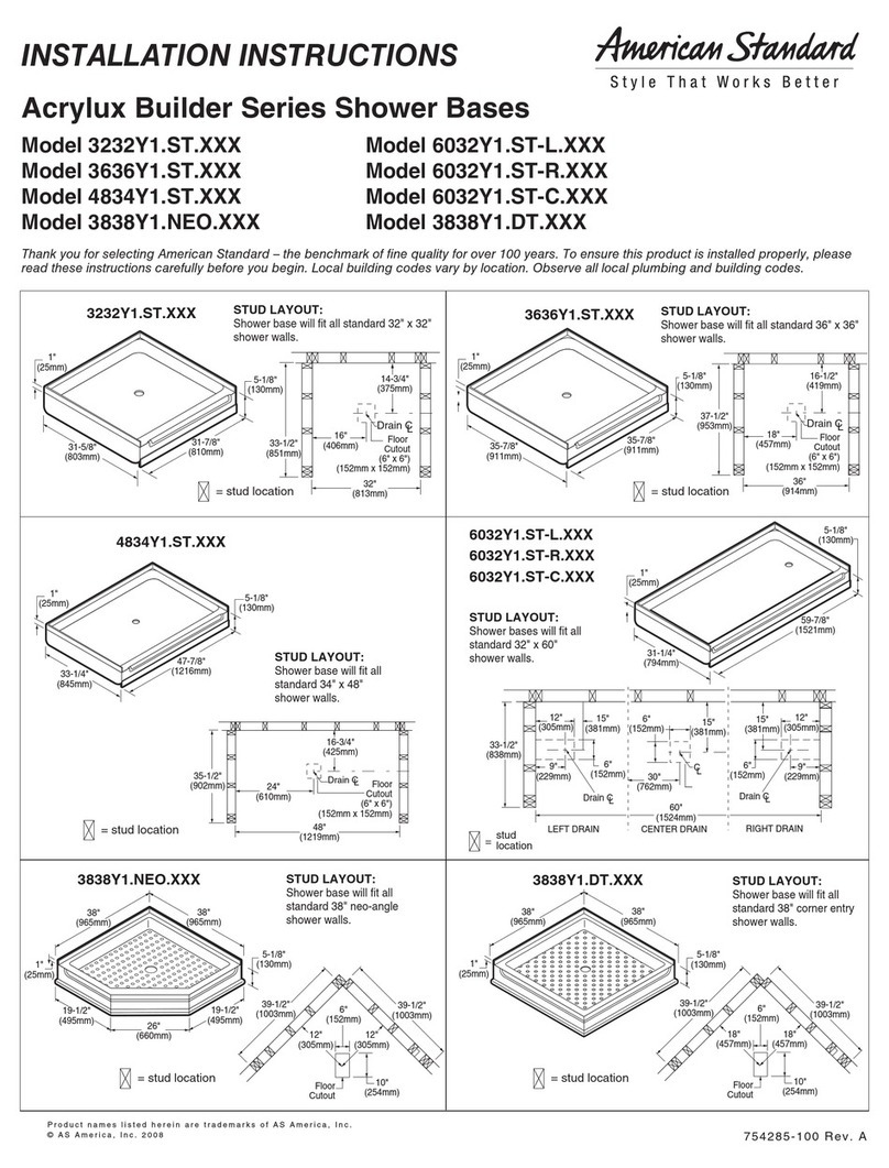 American Standard Acrylux Builder Series Shower Bases... installation instructions