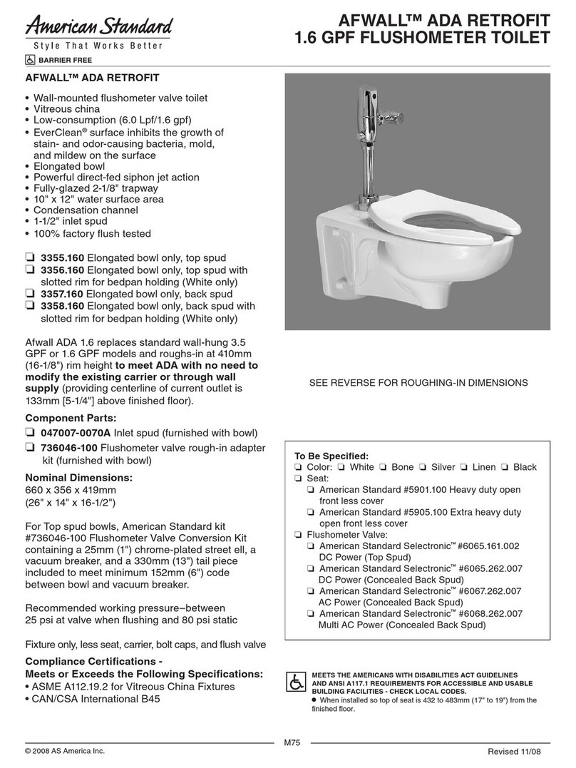 American Standard Afwall ADA Retrofit 1.6 GPF Flushometer Toilet... Specification sheet