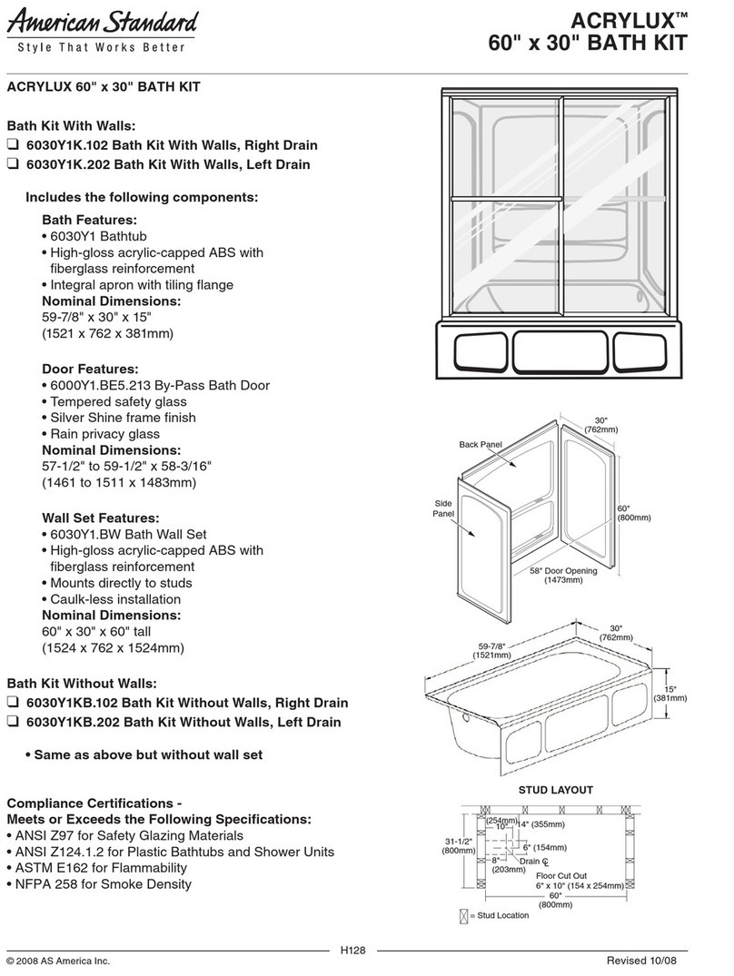 American Standard Acrylux Bath Kit 6030Y1K.102 User manual American Standard Acrylux Bath Kit 6030Y1K.102 User manual