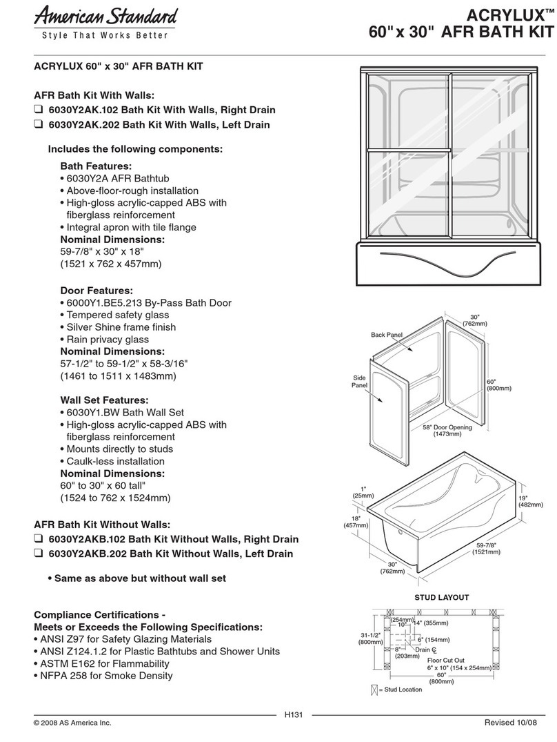 American Standard ABath Kit With Walls User manual