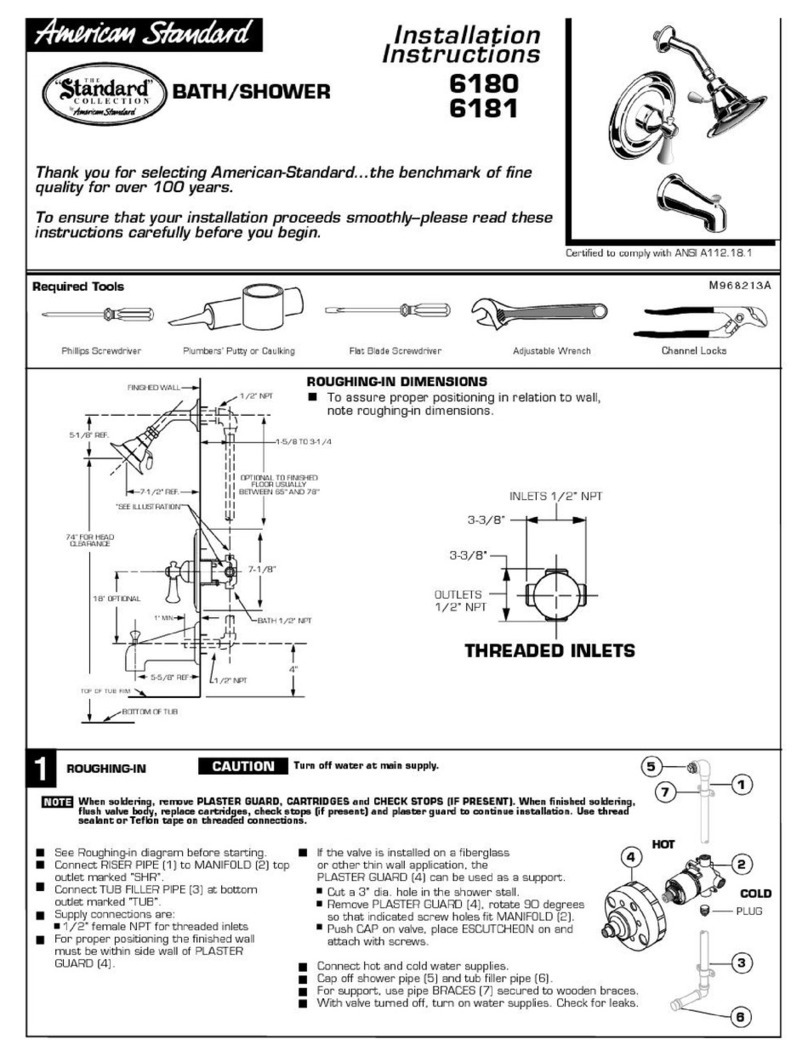 American Standard Bath/Shower 6180 installation instructions