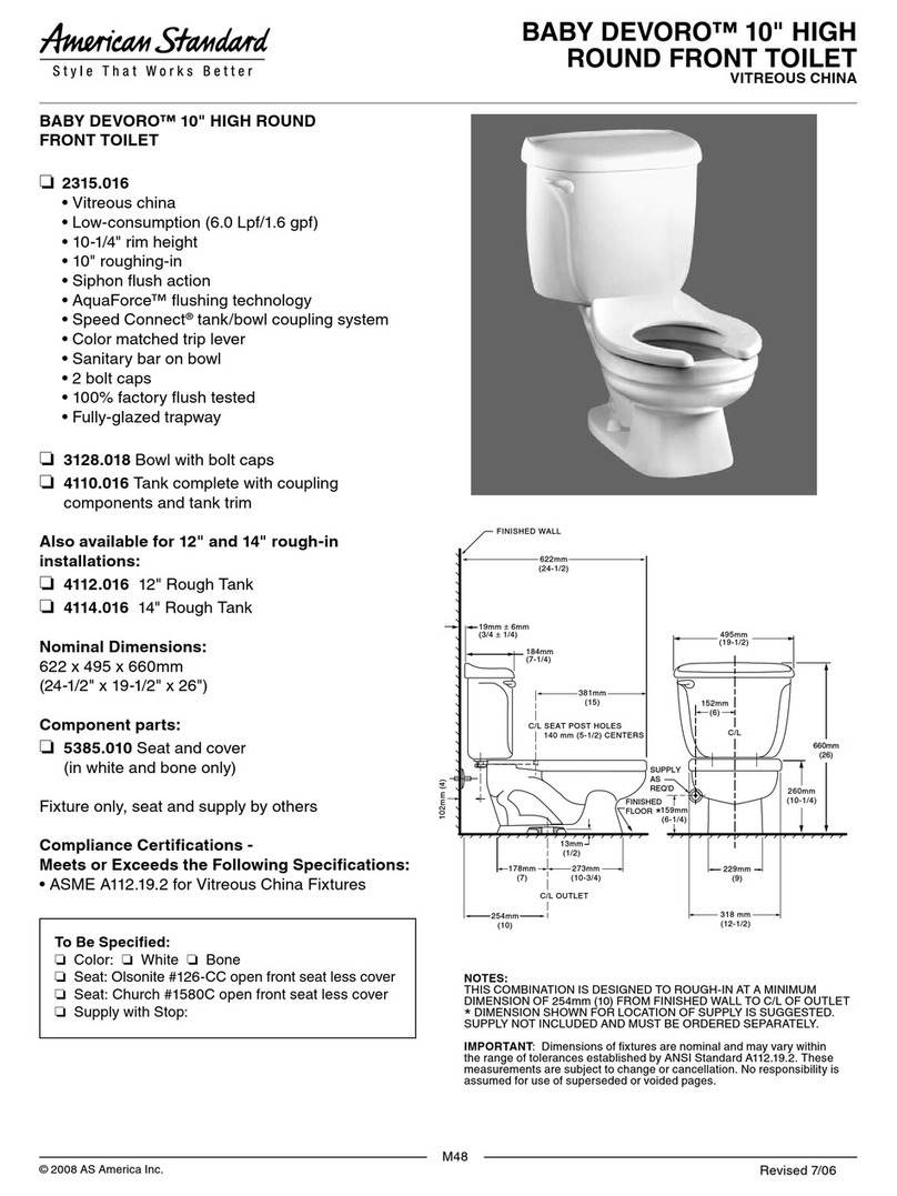 American Standard Baby Devoro 10" High Round Front Toilet... Specification sheet American Standard Baby Devoro 10" High Round Front Toilet... Specification sheet