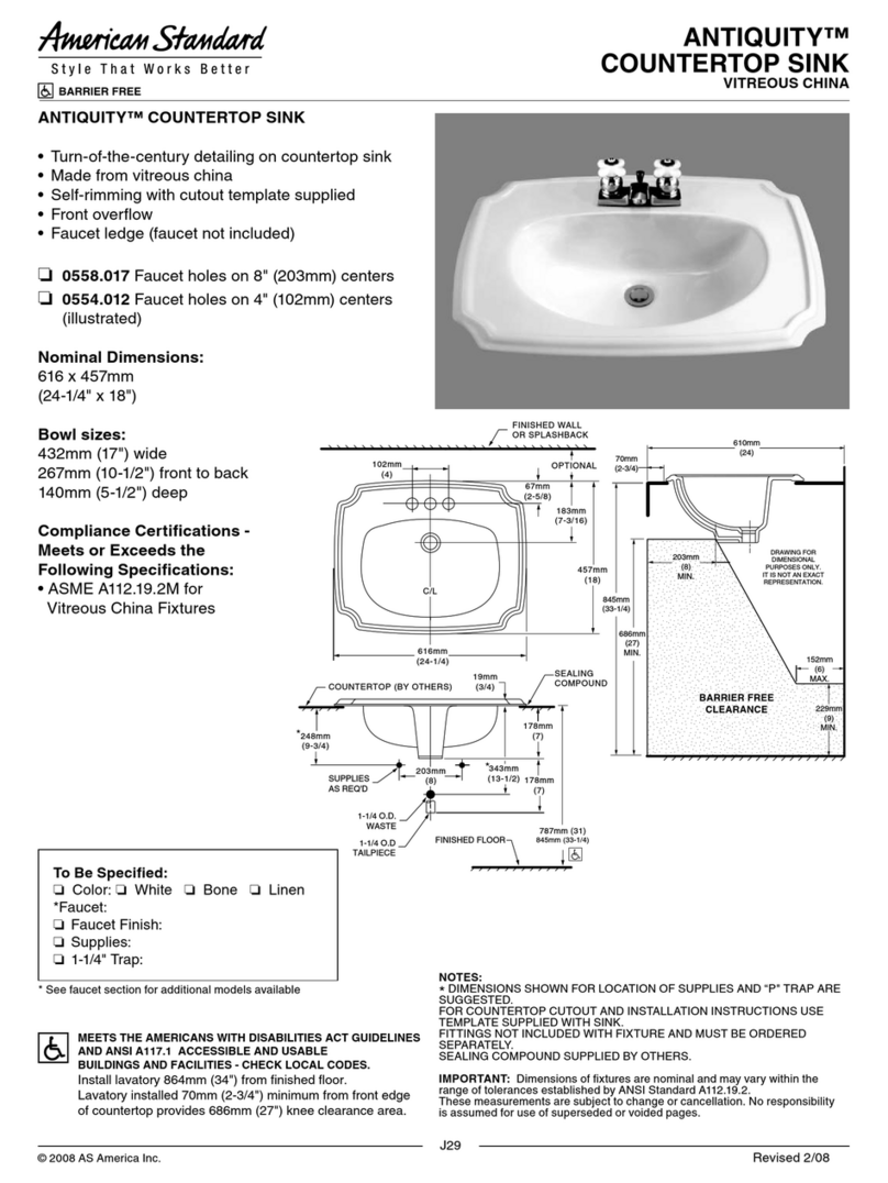 American Standard Antiquity Countertop Sink 0554.012 User manual American Standard Antiquity Countertop Sink 0554.012 User manual