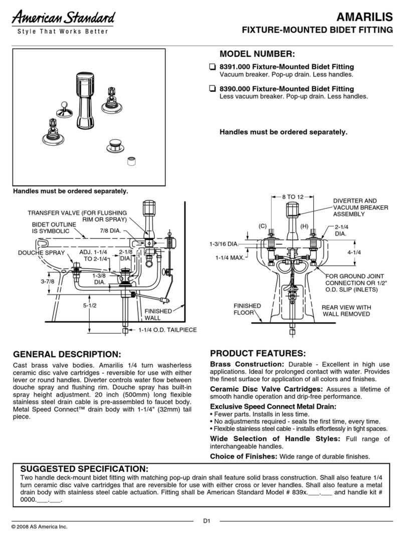 American Standard Amarilis Fixture-Mounted Bidet Fitting... Specification sheet