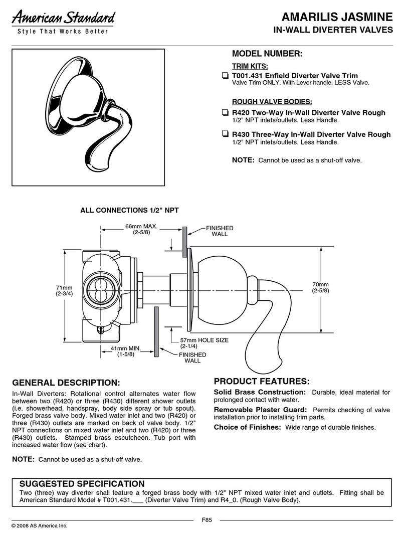 American Standard Amarilis Jasmine In-Wall Diverter Valves... User manual