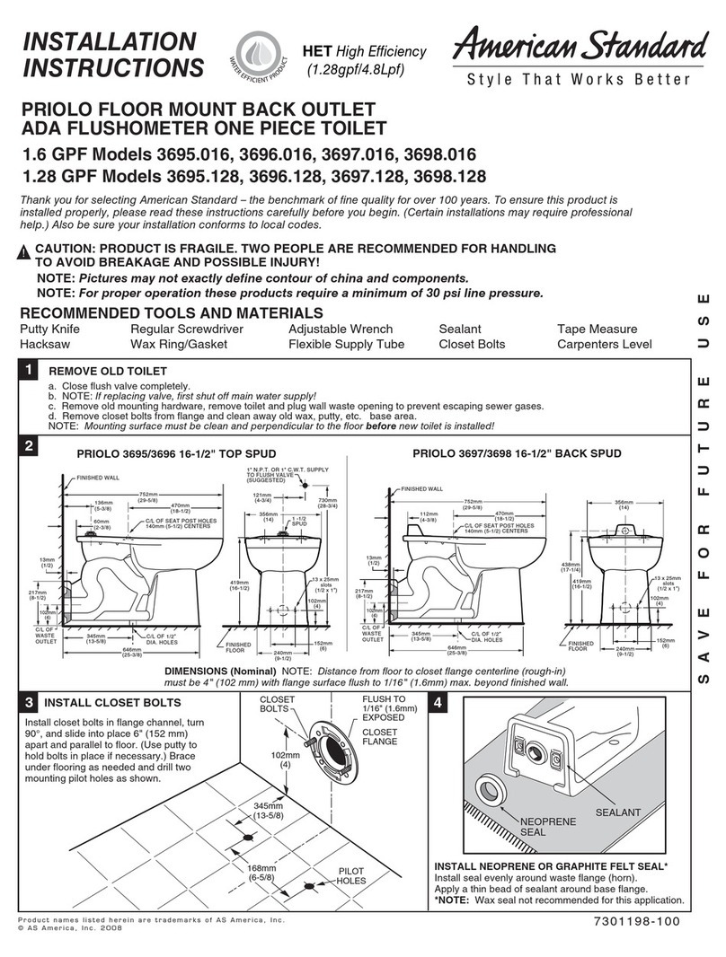 American Standard 3698 installation instructions American Standard 3698 installation instructions