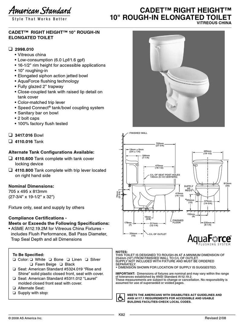 American Standard 2998 Specification sheet