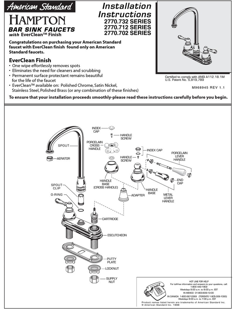 American Standard Hampton 2770.702 Series User manual American Standard Hampton 2770.702 Series User manual