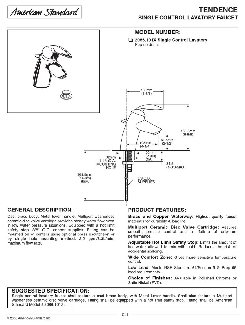 American Standard TENDENCE 2086.101X User manual