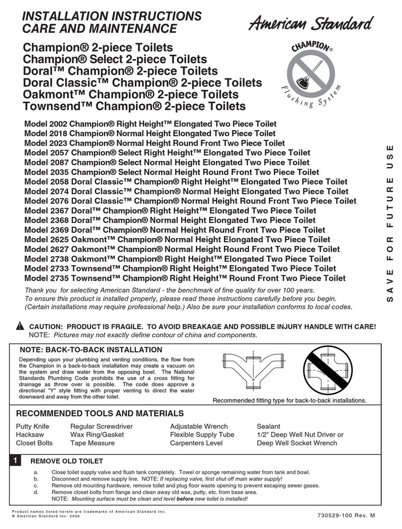 American Standard Doral Classic Champion 2076 User manual American Standard Doral Classic Champion 2076 User manual