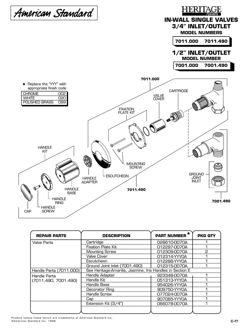 American Standard 7001 User manual