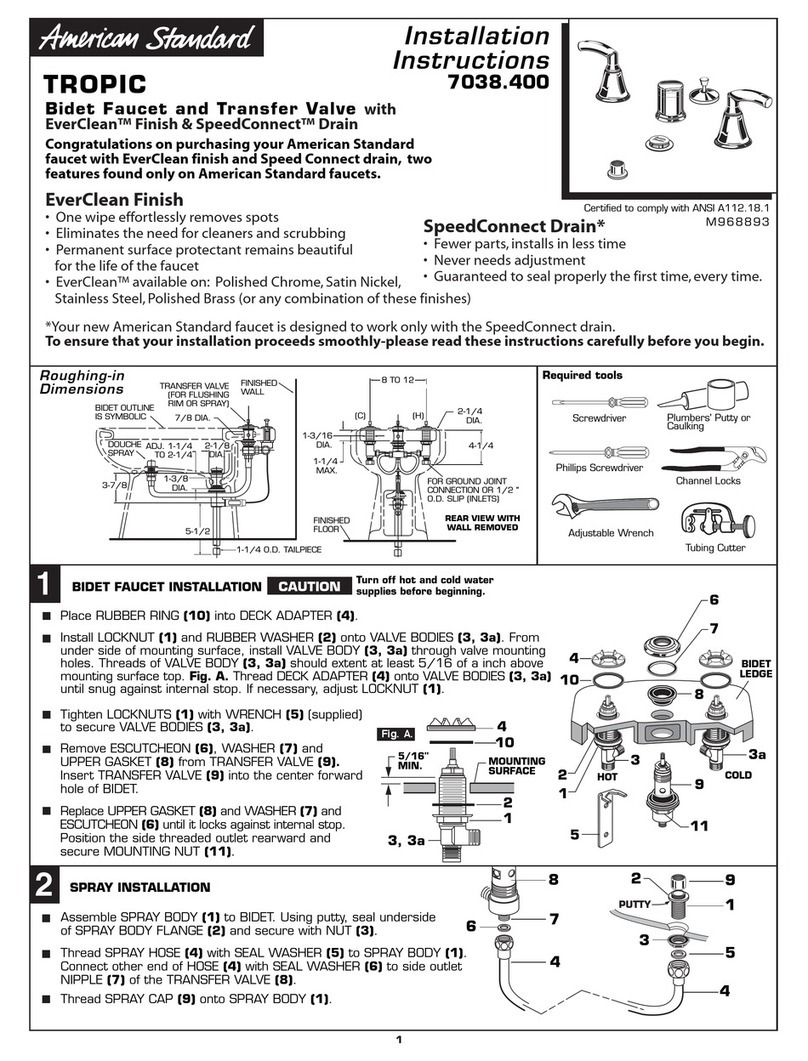 American Standard TROPIC 7038.400 installation instructions