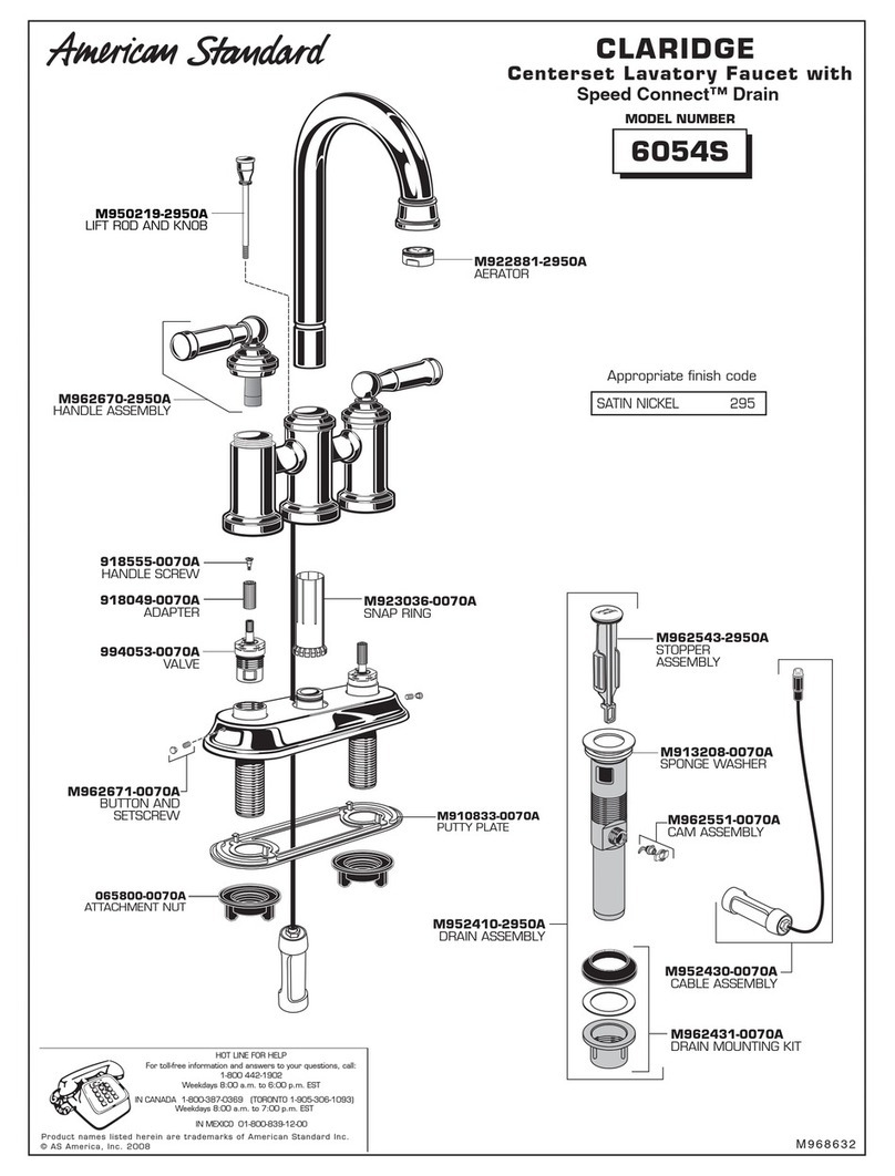American Standard Claridge 6054S parts list American Standard Claridge 6054S parts list