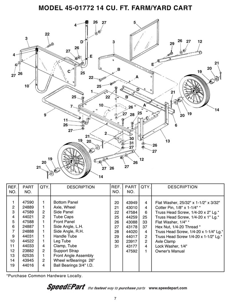 Agri-Fab 14 cu. ft. Farm/Yard Cart 45-01772 parts list